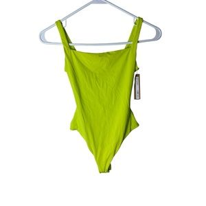 Skims Fits Everybody Square neck bodysuit in Neon Yellow NWT